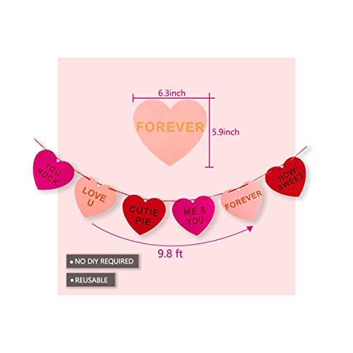 NO DIY Hanging Felt Heart Garland Banners For Valentine's Day Wedding Party Anniversary Honeymoon Decoration (LARGE 1PCS)