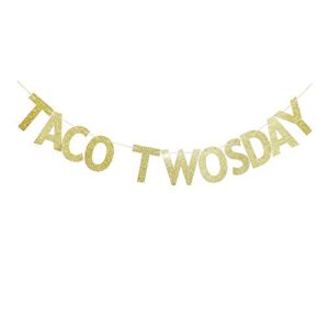 taco twosday banner, gold glitter sign garland for mexican fiesta theme party deocrs, 2nd / second birthday party supplies photoprops