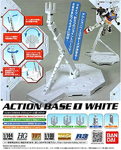Bandai Hobby - White Action Base1 Display Stand 1/100 (Box/10)