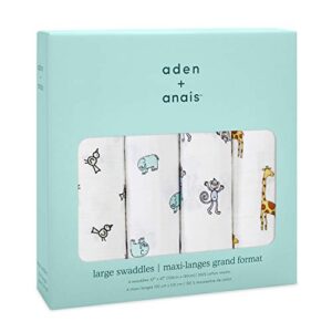 aden + anais Git Set Bundle - Play and Discover Baby Activity Gym - Jungle Jam Swaddle Blanket, 4 Pack