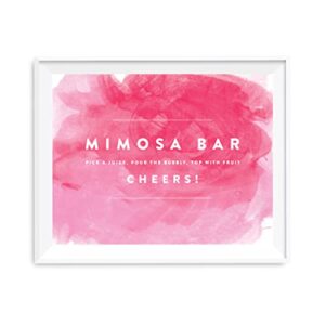 andaz press pink watercolor wedding collection, party signs, build your own mimosa sign pick a juice, pour the bubbly champagne, top with fruit cheers! dessert table sign, 8.5×11-inch, 1-pack