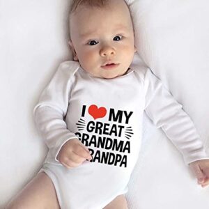 Grandma Onesie Long Sleeve White Funny Infant Body Suits I Love My Great Grandma And Grandpa Baby Girls Jumpsuit 3-6 Month