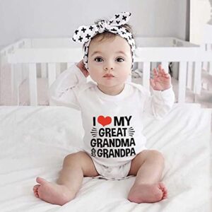 Grandma Onesie Long Sleeve White Funny Infant Body Suits I Love My Great Grandma And Grandpa Baby Girls Jumpsuit 3-6 Month