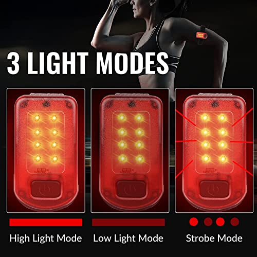 UMISHI Runners Safety Lights, Rechargeable Led Safety Lights(2 Pack),Red Color Three Modes High Visibility for Night Safety Multifunctional for Runners,Cyclist,Joggers, Walkers,Kids,Hikers,Pets