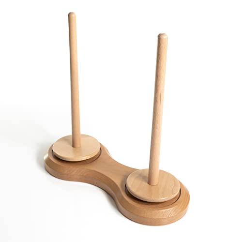 Birdtown Traders Double Yarn Spindle - Made from Beech Wood - Complete with 20 Plastic Stitch Markers