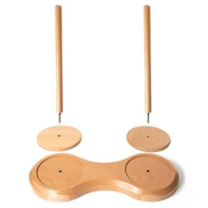 Birdtown Traders Double Yarn Spindle - Made from Beech Wood - Complete with 20 Plastic Stitch Markers