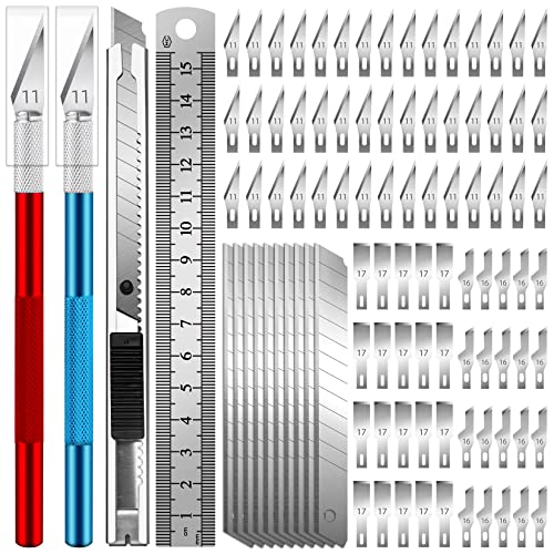 Jetmore 94 Pack Exacto Knife Kit, 2 Precision Exacto Knife Set, 80PCS #11/#16/#17 Exacto Knife Blades with Storage Case, Hobby Knife Craft Knife ​for DIY, Art Work, Cutting, Carving