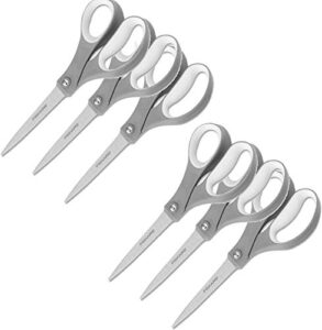 fiskars 01-004761j softgrip scissors straight stainless steel, 8 inch – 6 pack