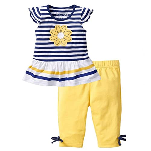 Infant Baby Girls Summer Clothes Outfits 2-7 Years Old Kids Ice Cream T-Shirt Tops and Plaid Short Pants Set (4-5 Years Old, Yellow)