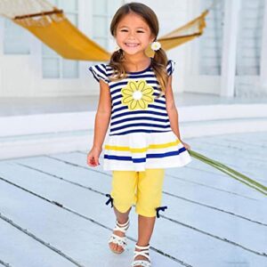 Infant Baby Girls Summer Clothes Outfits 2-7 Years Old Kids Ice Cream T-Shirt Tops and Plaid Short Pants Set (4-5 Years Old, Yellow)