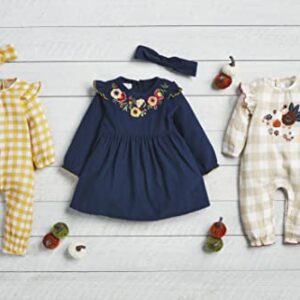 Mud Pie Gingham Bodysuit and Headband Set, Mustard, 3-6 Months