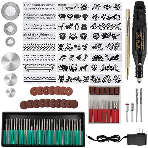 108PCS Engraving Tool Kit, Multifunctional Wired Rotary Engraver Pen DIY Miniature Sander Tool Set, Suitable for Polishing Metal, Glass, Ceramics, Plastic, Wood, Jewelry, Nails