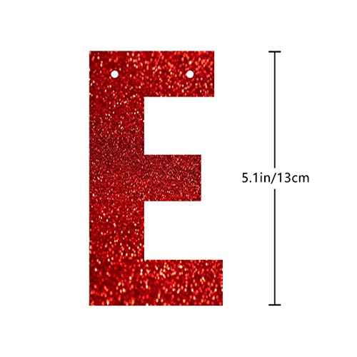 Red 17 Year Loved Banner, Red Glitter Happy 17th Birthday Party Decorations, Supplies