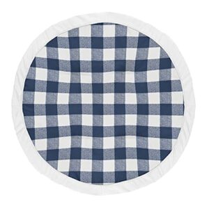 sweet jojo designs navy buffalo plaid check boy baby playmat tummy time infant play mat – blue and white woodland rustic country farmhouse lumberjack