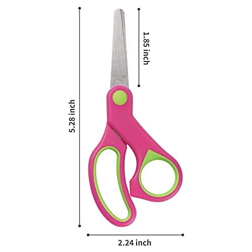 Cuttte 5” Kids Scissors, 3pcs Child Scissors, Small Blunt Tip Scissors for Kids, Kindergarten Beginner Scissors for Crafting, Right Handed Scissors for Cutting Paper