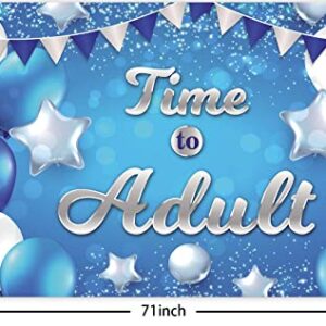 Time to Adult Happy 18th Birthday Banner Decorations Blue and White Stars Balloons Confetti Cheers to 18 Years Old Cheers to Adult Theme Decor for Girls Boys 18th Birthday Party Favors Supplies