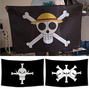 Anime One Piece Straw Hat Pirates Flag Home Bedroom Wall Decor Banner Printed Painting Luffy Skull Flags 60*90cm（23.6 x 35.4 Inches）