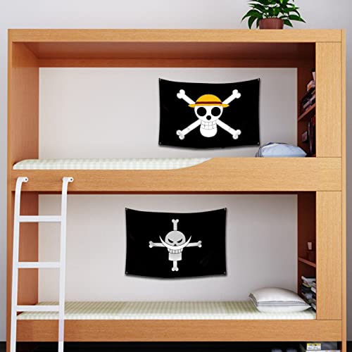 Anime One Piece Straw Hat Pirates Flag Home Bedroom Wall Decor Banner Printed Painting Luffy Skull Flags 60*90cm（23.6 x 35.4 Inches）