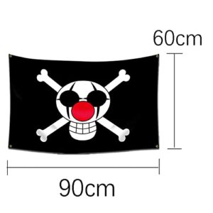 Anime One Piece Straw Hat Pirates Flag Home Bedroom Wall Decor Banner Printed Painting Luffy Skull Flags 60*90cm（23.6 x 35.4 Inches）