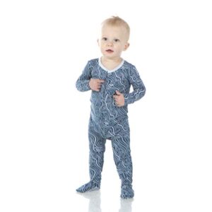 KicKee Pants Print Footie with Snaps, Jammies, Stylish One-Piece Pajamas, Boy or Girl Baby Clothes, Comfortable Sleepwear for Babies (Twilight Whirling River - 6-9 Months)
