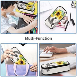 NiuKom Sloth Sunflower Pencil Case Pen Pouch Bag Marker Desk Organizer Pencil Holder with Zipper Big Capacity College Middle School & Office Supplies Stationery