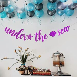 Under the Sea Banner Mermaid First Birthday Banner Under the Sea Decorations for Baby Shower Theme Birthday Party Supplies Photo Booth Props(Purple)