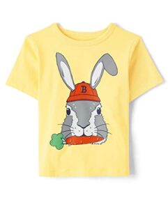 the children’s place baby toddler boys short sleeve graphic t-shirt, easter bunny face, 4t