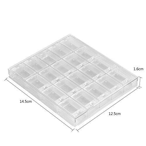 Fishlor Bead Container, 20 Grids Transparent Acrylic Nail Art Decorations Storage Box Rhinestone Beads Container Case