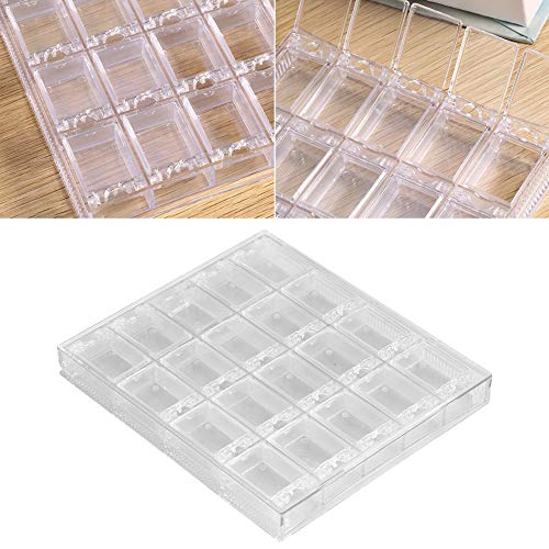 Fishlor Bead Container, 20 Grids Transparent Acrylic Nail Art Decorations Storage Box Rhinestone Beads Container Case