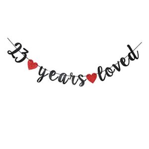 23 Years Loved Black Paper Sign for Adult's 23rd Birthday Party Supplies, 23rd Wedding Anniversary Party Decorations