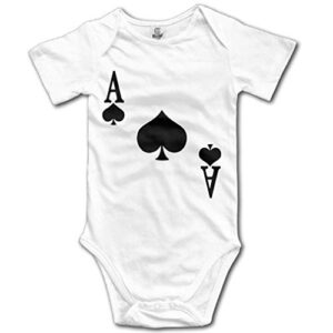 LyCheer Ace of Spades Poker Cute Baby Onesie Short Sleeve Unisex Infant Rompers Bodysuit White, 0-6 Months