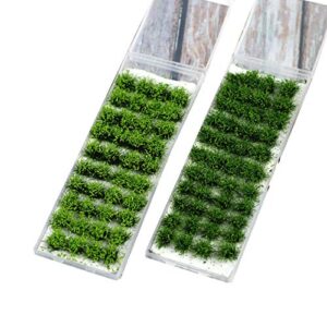 80 Pcs Green Bushy Tufts Lowland Shrubs Tuft Static Grass Vegetation Groups Railway Artificial Grass War Gaming Terrain Decoration Railroad Scenery War Gaming Scenery (Light Green)