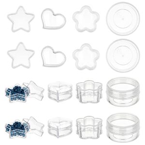 ph pandahall 24pcs plastic containers 4 style clear containers heart flower round star beads storage containers 0.34 fl cosmetic makeup pot jars for clip craft jewelry small items hardware