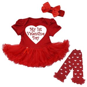 petitebella my 1st valentine day red bodysuit red tutu leg warmer nb-18m (red, 12-18 months)