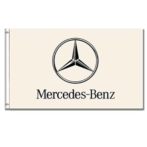 kasflag white mercedes banner benz flag 3x5ft (150d poly hd printing) college room dorm decor wall decor
