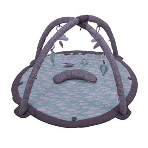 bacati clouds in the city baby play gym with mat, mint/grey