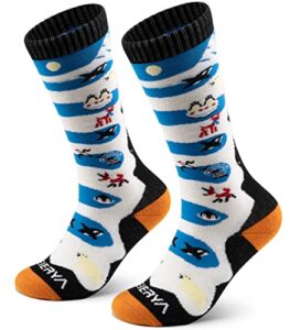 weierya kids ski socks merino wool, thermal snow socks, knee-high wool socks for boys and girls, 1/3 pairs black m 1 pair