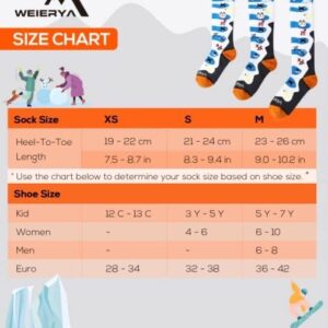 WEIERYA Kids Ski Socks Merino Wool, Thermal Snow Socks, Knee-high Wool Socks for Boys and Girls, 1/3 Pairs Black M 1 Pair