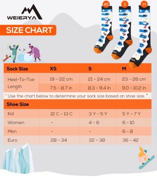 WEIERYA Kids Ski Socks Merino Wool, Thermal Snow Socks, Knee-high Wool Socks for Boys and Girls, 1/3 Pairs Black M 1 Pair