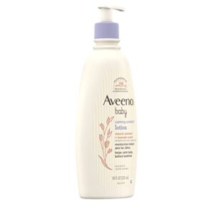 Aveeno Baby Calming Comfort Moisturizing Lotion with Relaxing Lavender & Vanilla Scents, Non-Greasy Body Lotion with Natural Oatmeal & Dimethicone, Paraben- & Phthalate-Free, 18 fl. Oz
