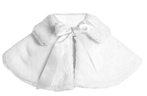 white girl’s soft faux fur cape with satin tie – size 2t