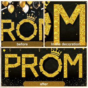 Prom Banner Prom Photo Banner Graduation Prom 2023 Party Decorations Supplies Photo Backdrop Gold and Black Large Congrats Banner for Graduation Prom Banner Hanging