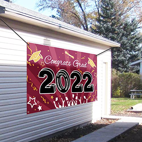 Bunny Chorus Graduation Banner, Extra Large 71" x 40" Maroon Photo Backdrop, Class of 2022 Graduation Party Supplies, Congrats Grad Banner, Graduation Party Decorations 2022