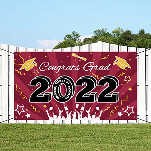 Bunny Chorus Graduation Banner, Extra Large 71" x 40" Maroon Photo Backdrop, Class of 2022 Graduation Party Supplies, Congrats Grad Banner, Graduation Party Decorations 2022