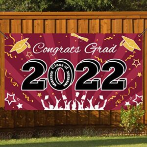 Bunny Chorus Graduation Banner, Extra Large 71" x 40" Maroon Photo Backdrop, Class of 2022 Graduation Party Supplies, Congrats Grad Banner, Graduation Party Decorations 2022