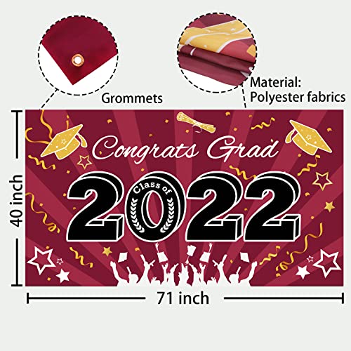 Bunny Chorus Graduation Banner, Extra Large 71" x 40" Maroon Photo Backdrop, Class of 2022 Graduation Party Supplies, Congrats Grad Banner, Graduation Party Decorations 2022