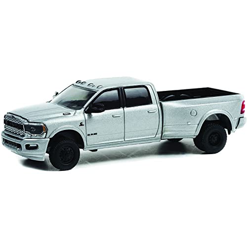 Greenlight 46090-F Dually Drivers Series 9 - 2021 Ram 3500 Dually - Limited Night Edition - Billet Silver 1:64 Scale