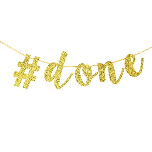 INNORU # Done Banner - Gold Glitter Congrats Grad Sign, Senior, College Graduation Party Decorations Supplies