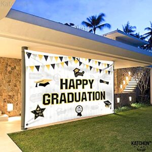 Happy Graduation Banner 2023 - 72x44 Inch, Class of 2023 Decorations | Happy Graduation Sign for Black and White Graduation Party Decorations 2023 | Graduation Backdrop for Graduation Decorations 2023
