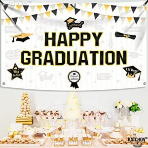 Happy Graduation Banner 2023 - 72x44 Inch, Class of 2023 Decorations | Happy Graduation Sign for Black and White Graduation Party Decorations 2023 | Graduation Backdrop for Graduation Decorations 2023